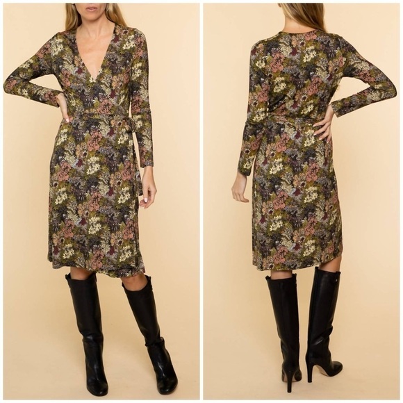 NWT La Prestic Ouiston Shirley Dress Elephant Night Multi True Wrap Sz 2 - Picture 1 of 13